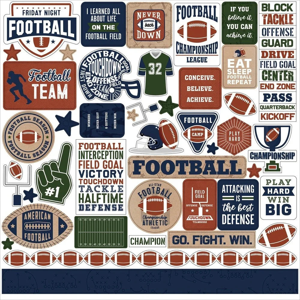Echo Park Football Collection Kit 12x12 Papers Stickers Made USA Scrapbooking